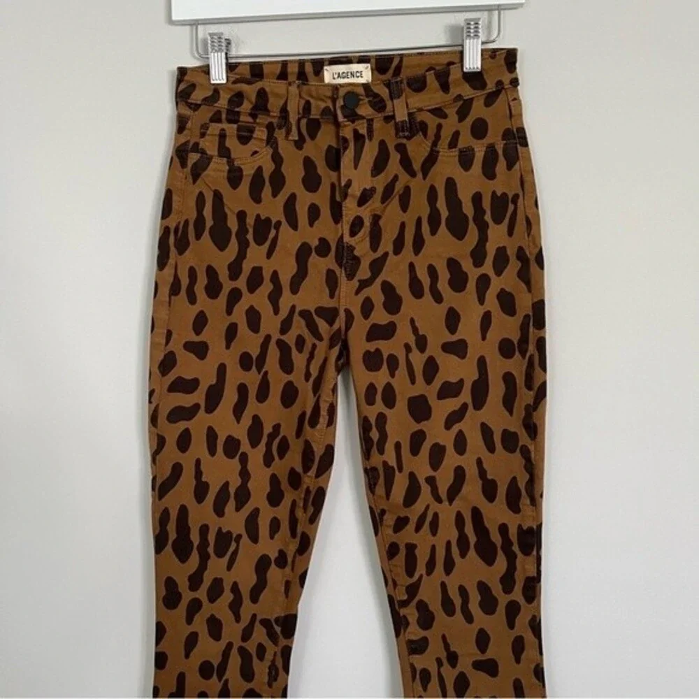 L'Agence Margot Leopard Print Skinny Crop Jeans, Size 28 NWOT